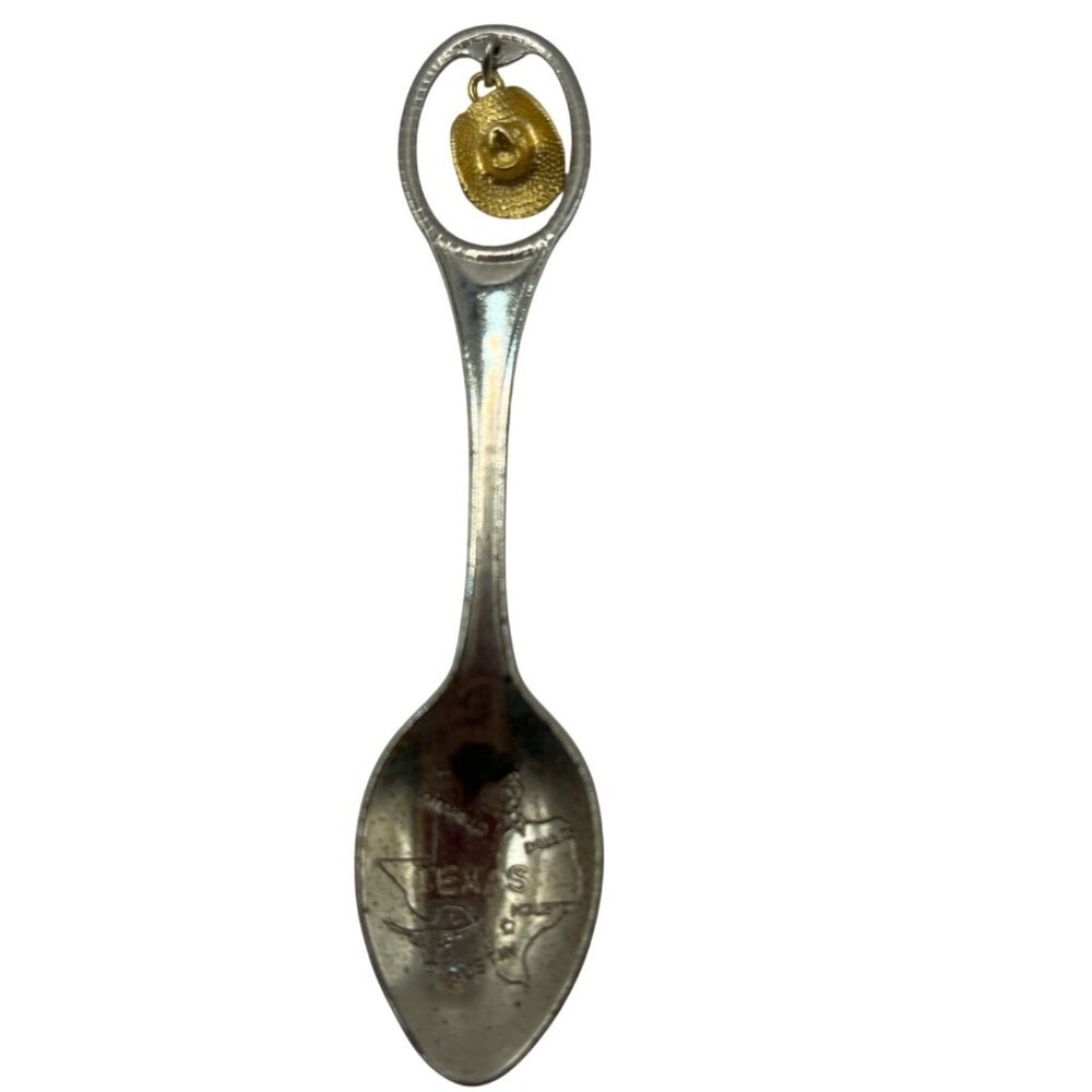 Texas Souvenir Spoon With Gold-Tone Cowboy Hat Charm B51
